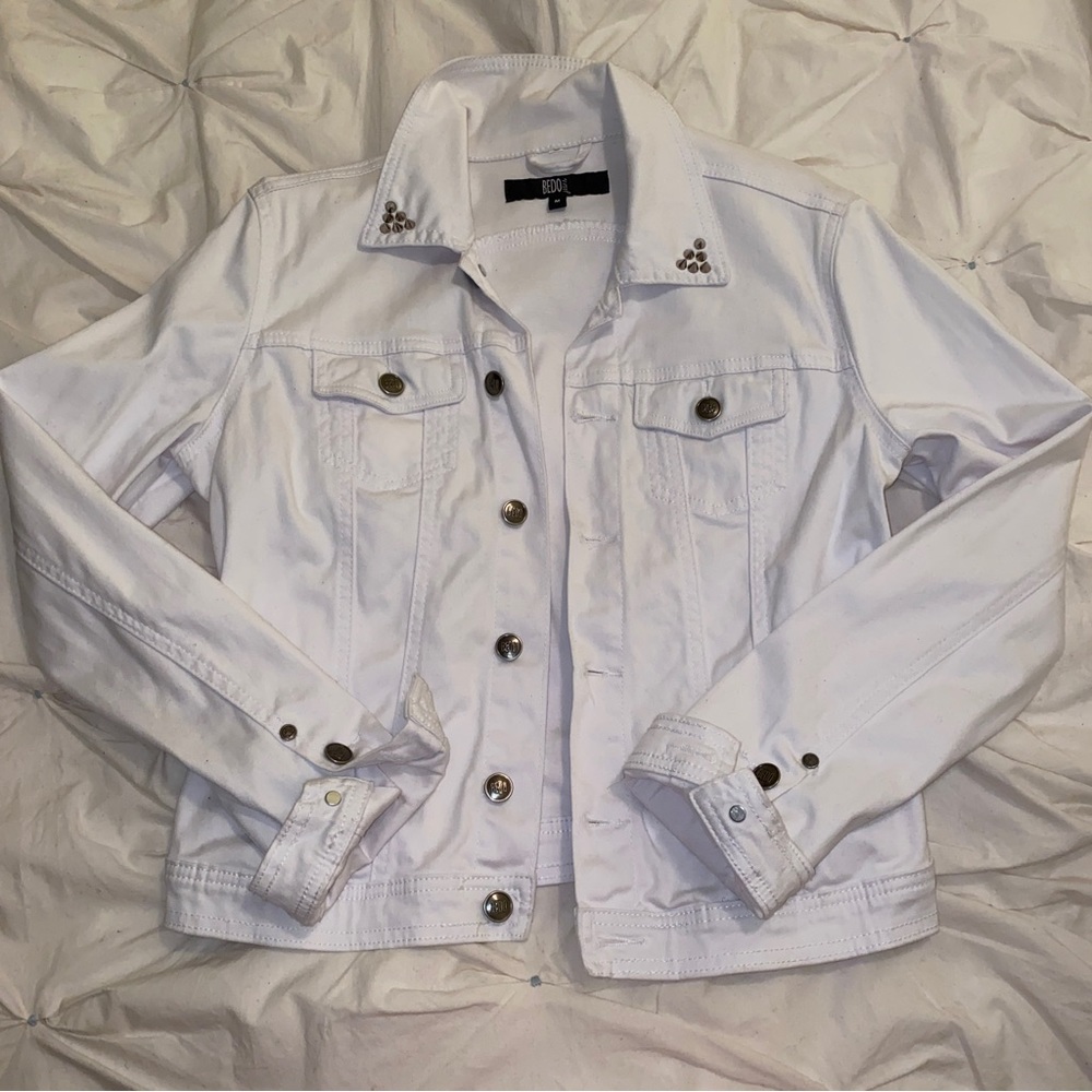 BEDO White Studded Jean Jacket Medium